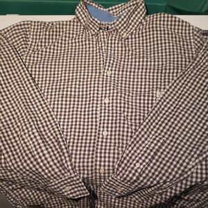 Chaps Black and White Plaid Button Down Shirt